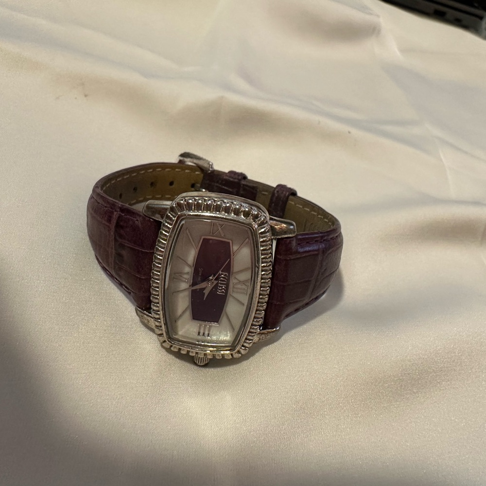 Purple Ecclissi Watch, Sterling Silver Back Case, 7 & 1/2 in band